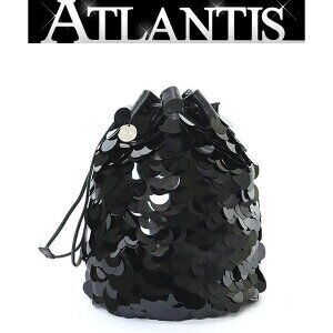 Prada Sequined Drawstring Bag Black Leather Party